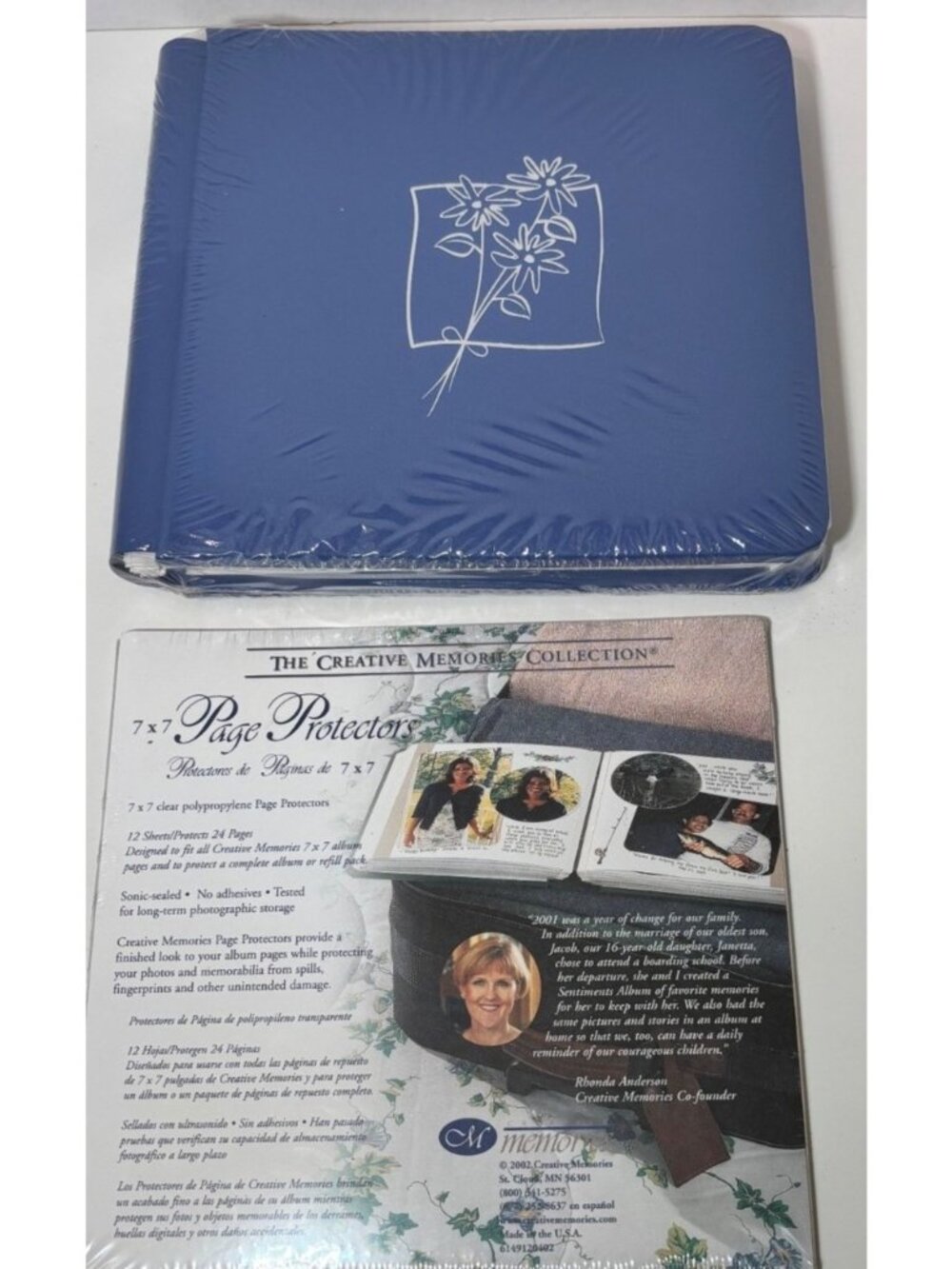 Creative Memories 7x7” Blue Scrapbook Album Silver Flowers w/ Pages & Protectors